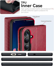 Load image into Gallery viewer, OCASE Compatible with Galaxy S25 Wallet Case, PU Leather Flip Folio Case with Card Holders RFID Blocking Kickstand [Shockproof TPU Inner Shell] Protective Phone Cover 6.2 Inch 2025, Red
