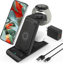 Load image into Gallery viewer, Upgraded 3 in 1 Wireless Charger Compatible with Google Pixel Watch 3/2, Pixel 9 Pro XL/9/Fold/8/7/7A/6 Pro, Pixel Buds Pro/2, Wireless Charging Station for Multiple Devices (Not for Pixel Watch 1)

