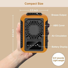 Load image into Gallery viewer, Portable Waist Fan,6000mAh Rechargeable ?aist Fan,3 Speeds 5600RPM Strong Cooling Personal Waist Fan,USB Charging Under Shirt Clip Fan 20H Working,Neck Handheld Fan for Hiking Camping,Orange
