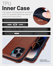 Load image into Gallery viewer, OCASE Compatible with iPhone 16 Pro Wallet Case, PU Leather Flip Folio Case with Card Holders RFID Blocking Kickstand [Shockproof TPU Inner Shell] Phone Cover 6.3 Inch 2024, Dark Brown
