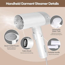 Load image into Gallery viewer, HubiCare Dual Voltage 120V - 220V True Travel Portable Garment Steamer, 1000W Powerful Steam, Fast 25 Second Heat-up, Wrinkle Remover, Lightweight Fabric Steamer for Clothes
