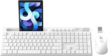 Load image into Gallery viewer, Wireless Keyboard and Mouse Combo, MARVO 2.4G Ergonomic Wireless Computer Keyboard with Phone Tablet Holder, Silent Mouse with 6 Button, Compatible with MacBook, Windows (White)
