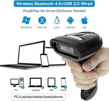 Load image into Gallery viewer, NETUM Bluetooth Barcode Scanner, Compatible with 2.4G Wireless &amp; Bluetooth Function &amp; Wired Connection, Connect Smart Phone, Tablet, PC, CCD Bar Code Reader Work with Windows, Mac,Android (NT-1228BC)
