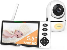 Load image into Gallery viewer, Baby Monitor with Camera and Audio, 5.5&quot; 720P HD Screen Video Baby Monitor No WiFi VOX Mode Pan-Tilt-Zoom Alarm and 1000ft Range, Night Vision Night Light Lullaby, Ideal for Baby/Elderly/Pet
