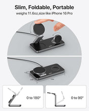 Load image into Gallery viewer, Foldable 3 in 1 Wireless Charging Station for Apple Compatible with Magsafe Charger Stand,Magnetic Wireless Charger Station for iPhone 16 15 14 13 12 Series,Airpods Pro,Apple Watch(Carbon Black)
