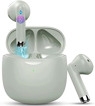 Wireless Earbuds, Bluetooth 5.4 Headphones In Ear with Noise Cancelling Mic, Bluetooth Earbuds Stereo Bass, IP7 Waterproof Sports Earphones, 32H Playtime USB C Charging Green Ear Buds for Android iOS