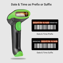 Load image into Gallery viewer, Tera Barcode Scanner Wireless 1D 2D QR with Stand: Battery Level Indicator 3 in 1 Works with Bluetooth 2.4G Wireless USB Wired Handheld Bar Code Reader with Vibration Alert HW0002 Green
