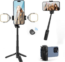 Load image into Gallery viewer, ULANZI JJ02 Selfie Stick Tripod, Extendable Grip Phone Tripod with Detachable Remote Pocket Size, 3-in-1 Mini Phone Grip 2 Cold Shoe, 10m/393.7'' Wireless Shutter, Vlog Livestreaming Photography
