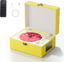 Load image into Gallery viewer, Time Music Box CD Player with Speakers; Bluetooth Transmitter; Festival Gift; BGM Player for Home Decor (Yellow)
