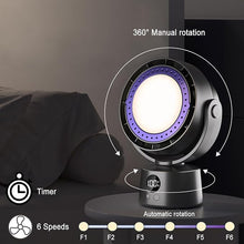 Load image into Gallery viewer, 2024 New Desk Fan Camping Fan with LED Light&amp;Remote Control&amp;LED Display&amp;Hook,6 Speeds,USB Rechargeable Personal Fan for Camping,Indoors
