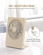 Load image into Gallery viewer, Zuvas Desk Fan Battery Operated Rechargeable 180°Tilt Folding Personal Ultra Quiet Small Portable Fan Beige
