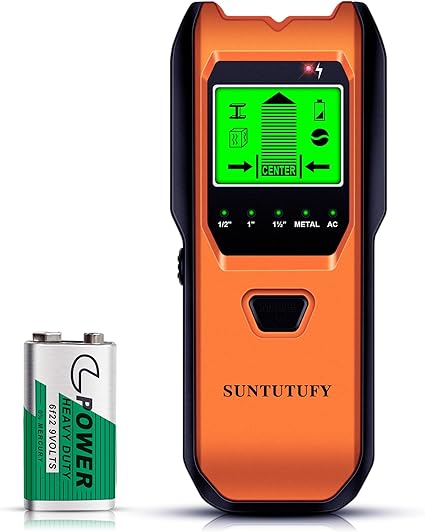 Stud Finder Wall Scanner - 5 in 1 Electronic Stud Detector with Upgraded Smart Sensor, Audio Alarm and HD LCD Display for the Center and Edge of Wood, AC Wire, Metal and Studs Detection(Gamboge)