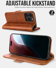 Load image into Gallery viewer, OCASE Compatible with iPhone 16 Pro Wallet Case, PU Leather Flip Folio Case with Card Holders RFID Blocking Kickstand [Shockproof TPU Inner Shell] Phone Cover 6.3 Inch 2024, Retro Brown
