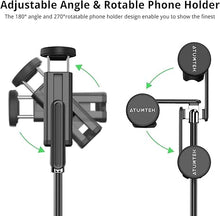 Load image into Gallery viewer, ATUMTEK Selfie Stick Tripod, Extendable 3 in 1 Aluminum Bluetooth Selfie Stick with Wireless Remote and Tripod Stand for iPhone 16/15/14/13/12/11 Pro Max/XS Max/XS/XR/X/8/7, Samsung Smartphones Black
