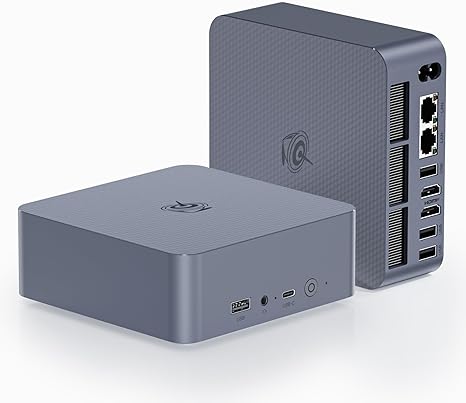 Beelink Mini PC, AMD Ryzen 7 5825U(8C/16T, up to 4.5GHz), 16GB DDR4 500GB PCIe3.0 SSD, EQR5 Mini Desktop Computer Support 4K@60Hz Dual Display/Dual HDMI/Dual LAN/WiFi 6/BT5.2/Gaming/Office/Home