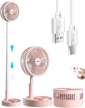 Load image into Gallery viewer, AICase Stand Fan,Folding Portable Telescopic Floor/USB Desk Fan with 7200mAh Rechargeable Battery,4 Speeds Super Quiet Adjustable Height and Head Great for Office Home Outdoor Camping-pink
