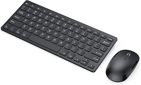 seenda Wireless Keyboard and Mouse Combo, Compact Small Keyboard Mouse Set with 2.4G USB Receiver, Slim Portable Keyboard and Silent Wireless Mouse for Laptop, Computer, Desktop, PC, Windows, Black