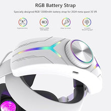 Load image into Gallery viewer, 12000mAh Battery RGB Head Strap Compatible with 2024 Meta Quest 3s, Elite Strap for Oculus Quest 3 S VR Headset Accessories Headstrap, Extended Play with 18W Fast Charge 12000mAh Battery Pack, White
