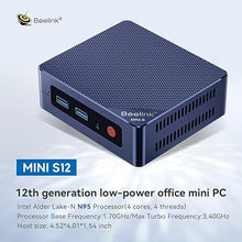 Load image into Gallery viewer, Beelink Mini S12 Mini PC, Newest Intel 12th N95(Up to 3.4GHz) 4C/4T, Mini Computer 16GB DDR4 RAM 500GB SSD, Desktop PC Dual HDMI 4K UHD Output/BT4.2/WiFi5/Gigabit Ethernet for Family-NAS/HTPC/W11 Pro
