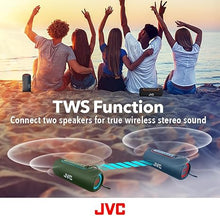 Load image into Gallery viewer, JVC Illuminated Portable Wireless Speaker with 20W max outputs, Dynamic Sound, Bluetooth 5.0, TWS Capability, USB-C, IPX5, AUX in, up to 5-Hour Battery Life - SPPA5BTG (Green)
