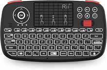 Load image into Gallery viewer, Rii (Upgrade) i4 Mini Bluetooth Keyboard with Touchpad, Blacklit Portable Wireless Keyboard with 2.4G USB Dongle for Smartphones, PC, Tablet, Laptop TV Box iOS Android Windows Mac.Black
