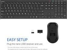 Load image into Gallery viewer, Arteck 2.4G Wireless Keyboard and Mouse Combo Stainless Steel Ultra Slim Full Size Keyboard and Ergonomic Mice for Computer Desktop PC Laptop and Windows 11/10/8 Build in Rechargeable Battery
