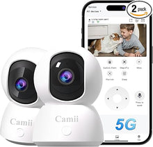 Load image into Gallery viewer, [5G &amp; 2.4G] 2-Pack Indoor Security Cameras, 2K Cameras for Home Security with Night Vision, Baby/Dog/Pet/Elder Camera with Phone App, Auto Tracking, Human/Pet Detection, Cloud&amp;SD Storage
