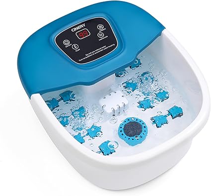 CINERY Foot Spa Bath Massager with Heat, Bubbles, Vibration and Pedicure Foot Spa with 16 Rollers for Feet Stress Relief, Foot Soaker with Mini Acupressure Massage Points & Temperature Control