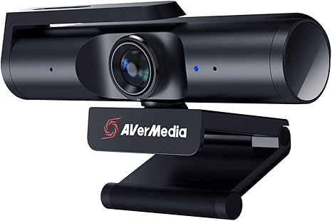 AVerMedia Live Streamer CAM 513-4K 30 fps UHD, Ultra Wide Angle Webcam with Fixed-Focus Glass Lens, for Indoor Lighting, Works with OBS, Zoom, Black