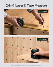 Load image into Gallery viewer, 2-in-1 Tape Measure with Laser, 197-ft Laser Tape Measure &amp; 9.8-ft Self-Locking Tape Measure with Movable Magnetic Hook, Measuring Pythagorean, Area, Volume with Switchable Units M/Ft/in
