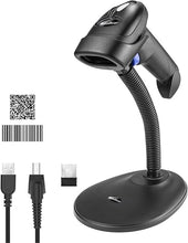 Load image into Gallery viewer, Wireless 1D 2D Barcode Scanner with Stand, NetumScan Portable Automatic QR Code Scanner Supports Screen Scan Handheld CMOS Image Bar Code Reader with USB Receiver for Warehouse POS and Computer
