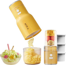 Load image into Gallery viewer, TER Shaved Ice Machine &amp; Juice Blender 2 in 1, Snow Cone Machine Ice Shaver Machine, Portable Blender for Shakes and Smoothies, Cordless Electric, Rechargeable, BPA Free, Yellow
