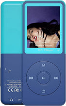 Load image into Gallery viewer, Bluetooth Mp3 Player, Classic Portable Walkman Mp3 &amp; Mp4 Players for Kids,HiFi Music Player with Video Play,FM Radio,Recording,E-Book,Alarm Clock,Mp3 Play up to 50 Hours with SD Card Slot Blue 64GB
