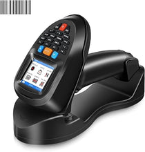 Load image into Gallery viewer, Wireless Barcode Scanner with Charging Base, Portable 1D Bar Code Scanners Inventory Scanner Data Terminal Data Collector 2 in 1 USB Connection &amp; 2.4G Wireless Barcode Reader with 2.2&quot; Screen
