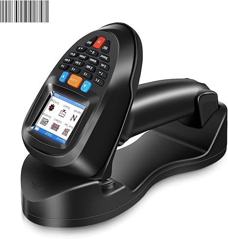 Wireless Barcode Scanner with Charging Base, Portable 1D Bar Code Scanners Inventory Scanner Data Terminal Data Collector 2 in 1 USB Connection & 2.4G Wireless Barcode Reader with 2.2