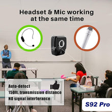 Load image into Gallery viewer, W WINBRIDGE S92 Pro Portable PA System -25W Bluetooth Speaker with Dual Wireless Microphones, Wireless Voice Amplifier with Headset Mic and Handheld Mic for Presentations, Teaching, Karaoke
