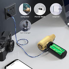 Load image into Gallery viewer, Compressed Barber Air Duster,110000RPM Portable Hand Held Mini Fan, for Cooling, Cleaning,Salon,Home, Type-C Charging, Gold
