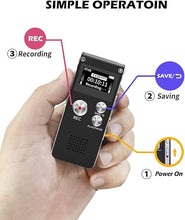 Load image into Gallery viewer, Digital Voice Recorder 16GB Voice Recorder with Playback for Lectures - USB Rechargeable Dictaphone Upgraded Small Tape Recorder Device
