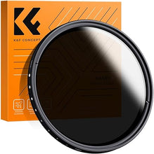 Load image into Gallery viewer, K&amp;F Concept 72mm Variable ND2-ND400 ND Lens Filter (1-9 Stops) for Camera Lens, Adjustable Neutral Density Filter with Microfiber Cleaning Cloth (B-Series)

