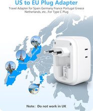 Load image into Gallery viewer, European Travel Plug Adapter, LENCENT International Type-C Foldable Power Plug with 4 Outlets, USB C Charger Adaptor, US to Most of Europe EU Iceland Spain Italy France Germany, Cruise Ship Approved
