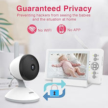 Load image into Gallery viewer, Baby Monitor with 2 Cameras, Video Baby Monitor with Camera and Audio No WiFi, 5 inch Split Screen with 20Hour Long Battery Life 1000ft Range, 720p, Night Vision, 2-Way Talk
