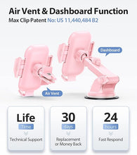 Load image into Gallery viewer, VICSEED Phone Holders for Your Car [Super Suction Power &amp; No-Wobbling] Universal Cell Phone Mount Dashboard Windshield Vent Long Arm Hands Free Cradle Fit for iPhone, Android - Hot Pink
