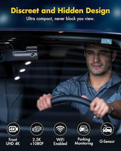 Load image into Gallery viewer, GKU Dash Cam Front and Rear Camera, 4K/2.5K Full Dashcams for Cars with 64GB SD Card, WiFi &amp; App Control, Night Vision, Parking Mode, G-Sensor, Loop Recording,WDR,170° Wide Angle (D600)
