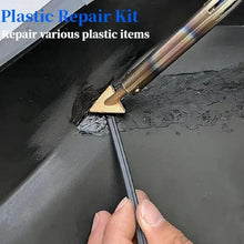 Load image into Gallery viewer, 2PCS Plastic Welders, 1200PCS Staples 40PCS Rods Plastic Welding Kit, 5 in 1 Welding Tips Tape Sandpaper Wire Mesh Stand Metal Brush Screwdriver, Bumper Repair Kit(Black)
