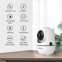 Load image into Gallery viewer, HelloBaby HB6550 5&quot; Baby Monitor 3 Cameras, 26-Hour Battery, Pan-Tilt-Zoom,1000ft Range Video Audio Baby Monitor No WiFi, ECO, Night Vision, 2-Way Talk, 8 Lullabies and Temperature, Ideal Gifts
