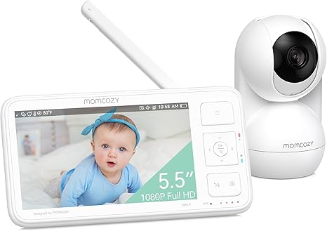 Momcozy Video Baby Monitor, 5.5” 1080P Full HD Baby Monitor with Camera No WiFi, Infrared Night Vision, 5800mAh 120-hrs Battery, ECO, VOX, 2-Way Audio, 1640ft Range, Record and Rewind Locally, BM03