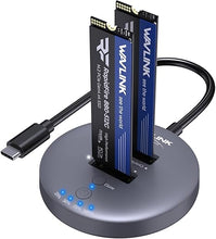 Load image into Gallery viewer, WAVLINK M.2 NVMe SSD Cloner, 10G Dual-Bay NVMe to USB-C/A Docking Station, Supports One-Click Offline-Clone, 2x8TB Capacity, UASP, Tool&amp;Driver-Free, Design for SSDs in Size 2230/2242/2260/2280/22110
