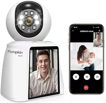 Load image into Gallery viewer, Pumpkin By L.E. Baby Monitor 3MP Two-Way Video Calling Smart Camera, Security Camera Monitor for Baby, Elderly, Nanny, Dog, cat/pet. Wi-Fi Baby Monitor one Touch Calling, Night Vision, Motion Alert
