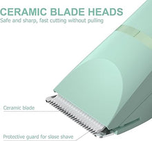 Load image into Gallery viewer, OLOV Electric Body Hair Trimmer - Groin Trimmer for Men - Bikini Trimmer Women - Wet/Dry Shaver Groomer, Replaceable Ceramic Blade Heads, USB Recharge Dock, Waterproof Hygiene Razor, Green
