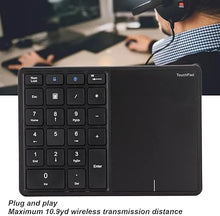Load image into Gallery viewer, Sanpyl Numeric Keypad, 2 in 1 22 Keys 2.4G Touchpad Bluetooth 4.2 Number Pad, Type C Charging 500mAh Financial Accounting Keyboard, for Laptop, PC, Desktop(Black)

